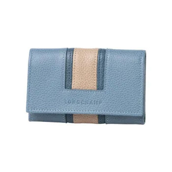 LONGCHAMP Leather Wallet Small Size Women's Sky Blue