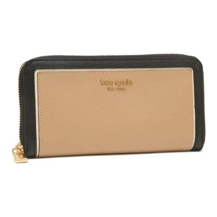 Kate Spade PVC With Leather Clutch Wallet Women's Brown & Black-1