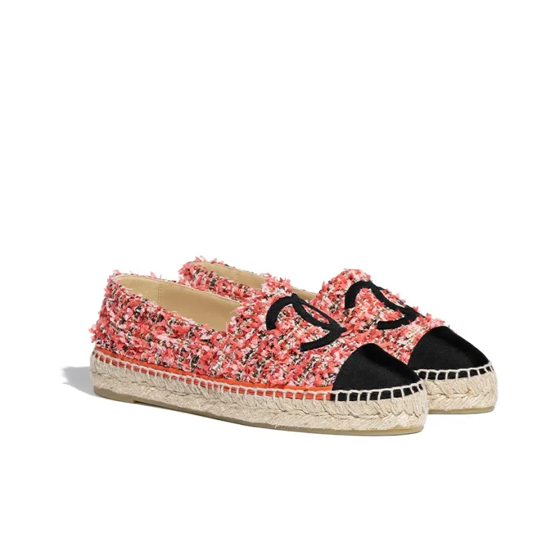 CHANEL Casual Single Shoes Women's Black Red-2