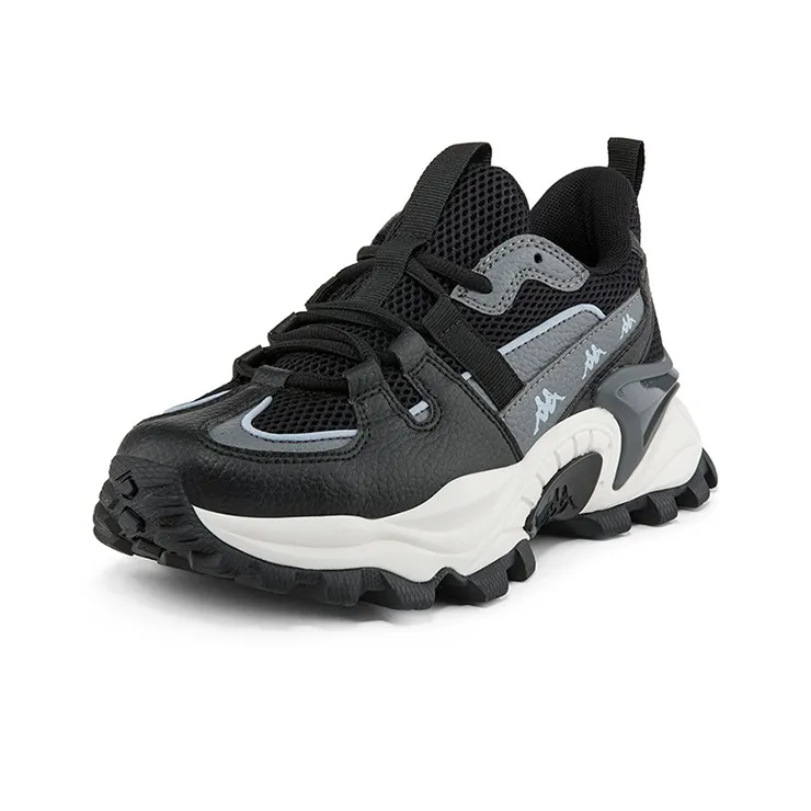 Kappa Cushioning Anti Slip And Wear Resistant Low Top Chunky Sneakers Unisex Black Gray-1