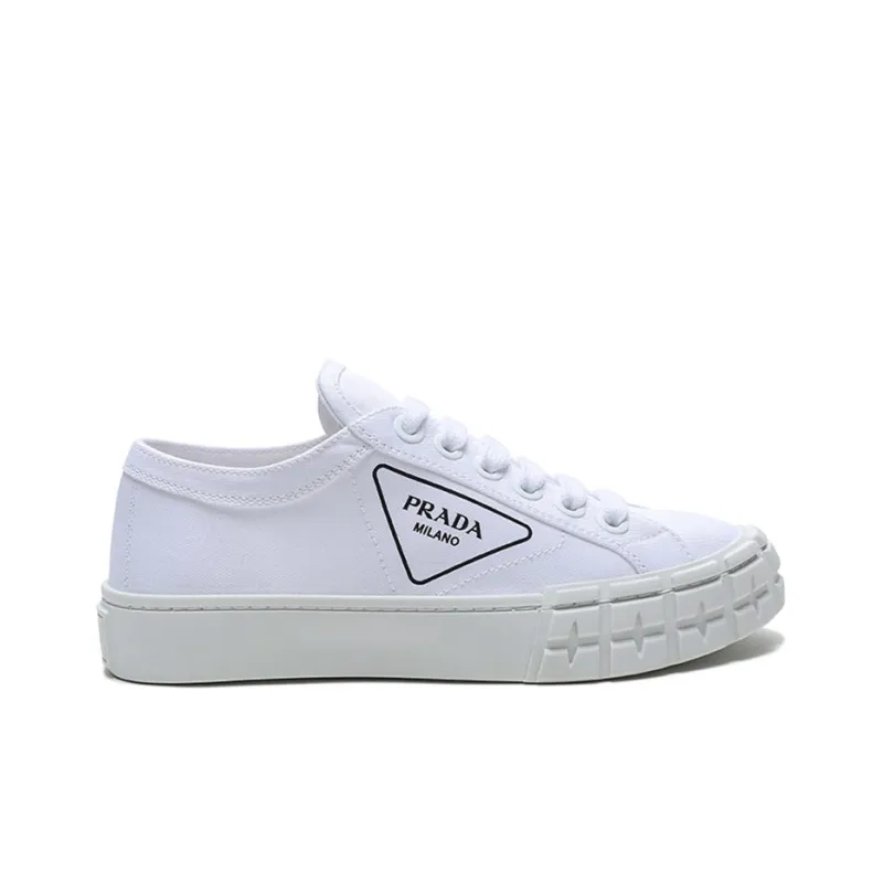 PRADA Wear resistant And Lightweight Low Top Canvas Shoes Women's White-1