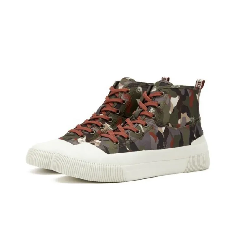 AIGLE Rubber MID M PT Anti-Slip Wear-Resistant High-Top Canvas Shoes Men's Red Green-1