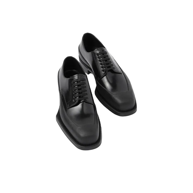 PRADA Brushed Square-toe Derby Shoes-3