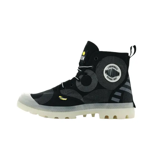Palladium Pampa Smiley Gitd Anti Slip Wear Resistant Breathable Coverage High Top Canvas Shoes Unisex Black