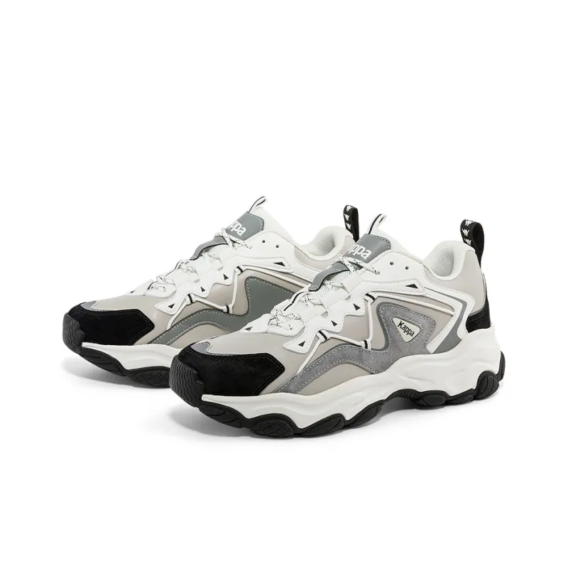 Kappa Non-slip Wear-resistant Shock Absorption Low-Top Chunky Sneakers Unisex Gray White-1