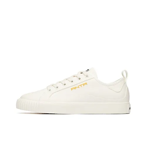 ANTA Canvas Shoes Women's Low-Top Ivory White/Yellow