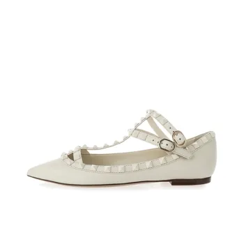 Valentino Rockstud Flat Shoes Women's White