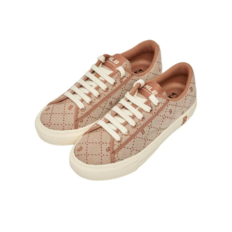 MLB Playball Anti Slip Wear Resistant Low Top Canvas Shoes Unisex Brown Beige-2