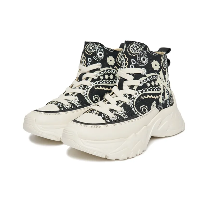MLB Chunky High Slip Resistant, Abrasion Resistant Cushioning High Top Canvas Shoes Unisex White Black-2