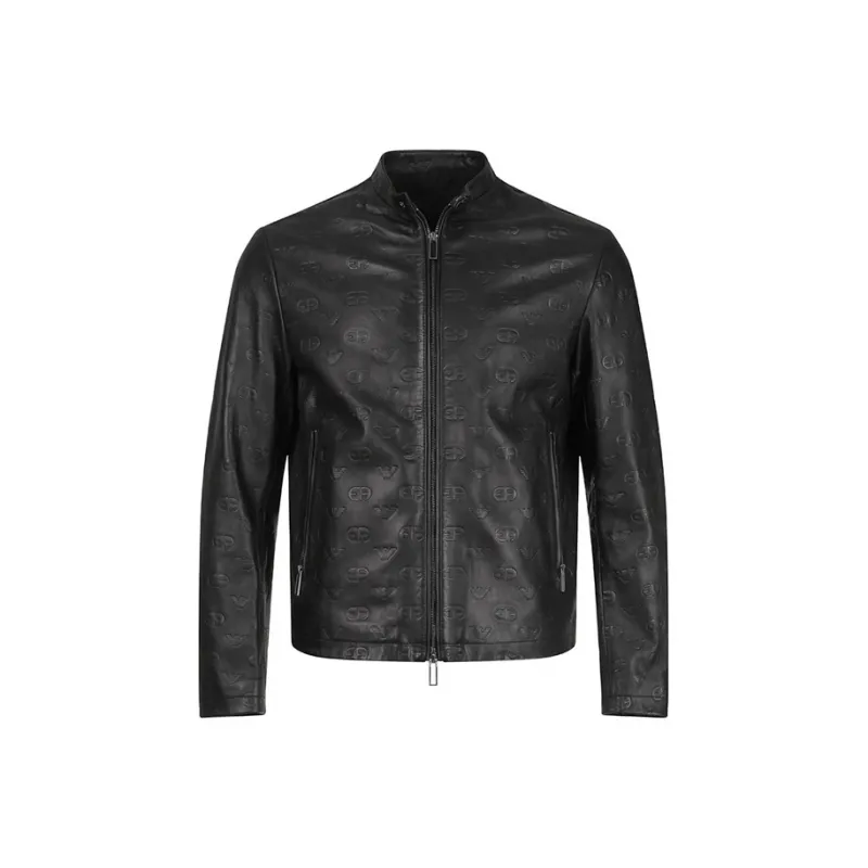 EMPORIO ARMANI SS23 Leather Jacket Men's Black-0