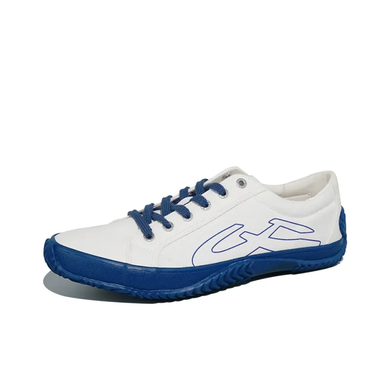 URBANHOOD Anti Slip Wear Resistant Low Top Canvas Shoes Unisex White Blue-1