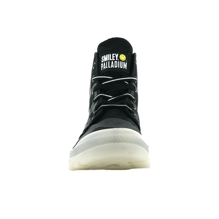 Palladium Pampa Smiley Gitd Slip Resistant, Abrasion Resistant, Breathable Coverage High Top Canvas Shoes Unisex Black-3
