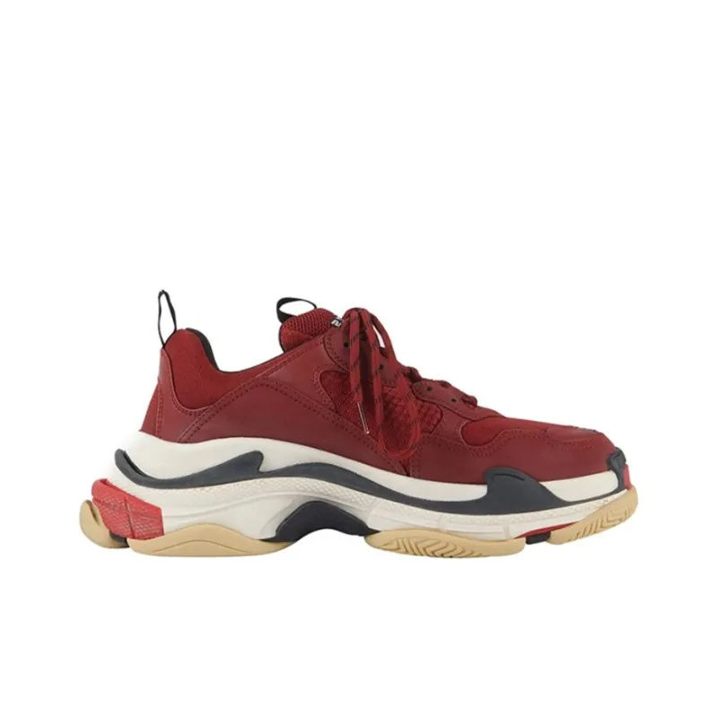 Balenciaga Triple S Low-Top Chunky Sneakers Men's Red Black-1