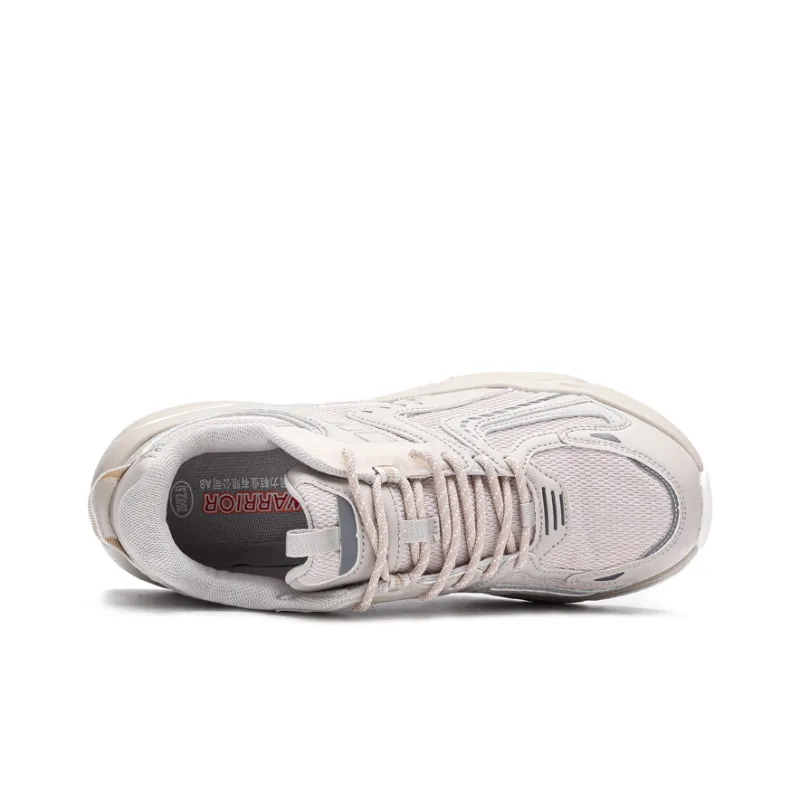 Warrior Anti Slip Wear Resistant Low Top Chunky Sneakers Unisex Khaki Gray-2