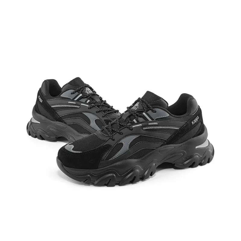 Kappa Cushioning Anti Slip And Wear Resistant Low Top Chunky Sneakers Unisex Black-3