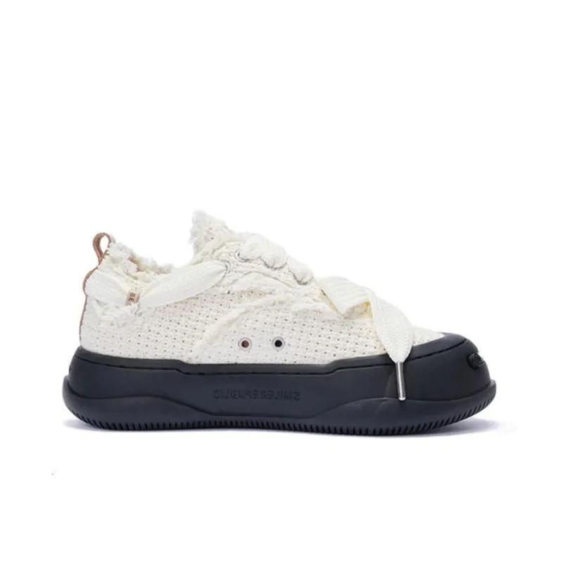 SMILEREPUBLIC Anti-Slip Wear-Resistant Waterproof Breathable Height Increasing Low-Top Canvas Shoes Unisex White-1