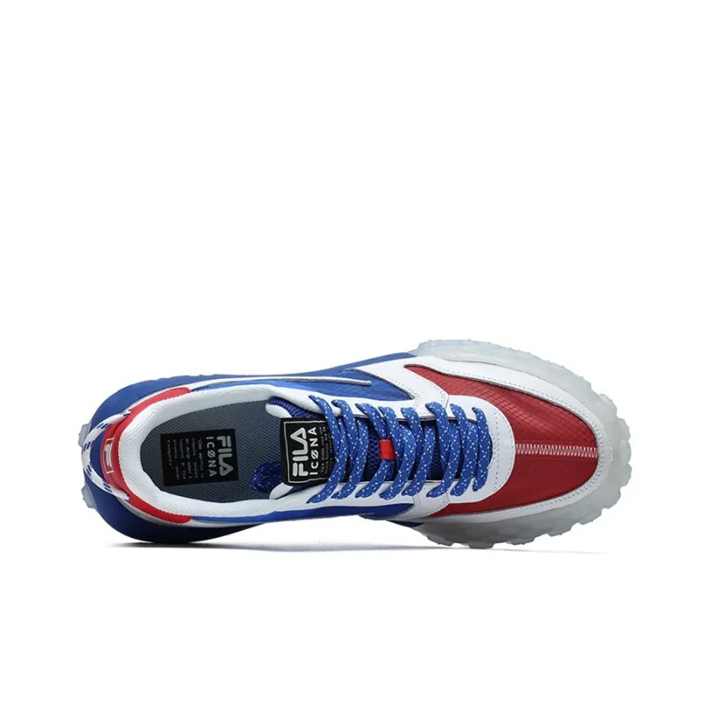 FILA Gara Cushioning Anti-Slip Wear-Resistant Breathability Low-Top Chunky Sneakers Men's Dazzling Blue-4