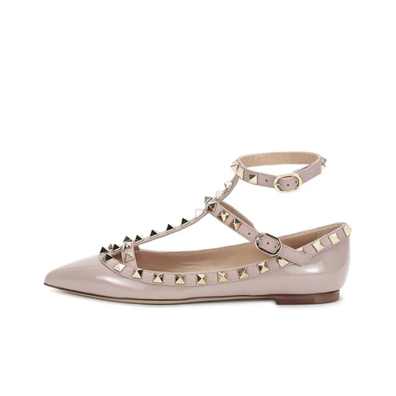 Valentino Rockstud GARAVANI Casual Single Shoes Women's Gray Pink-0