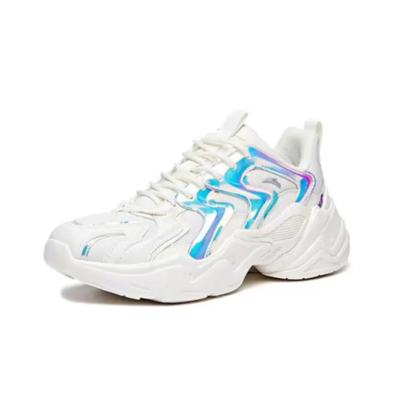Anta Full Credit Cushioning Wear Resistant Low Top Chunky Sneakers Women's White Blue-2