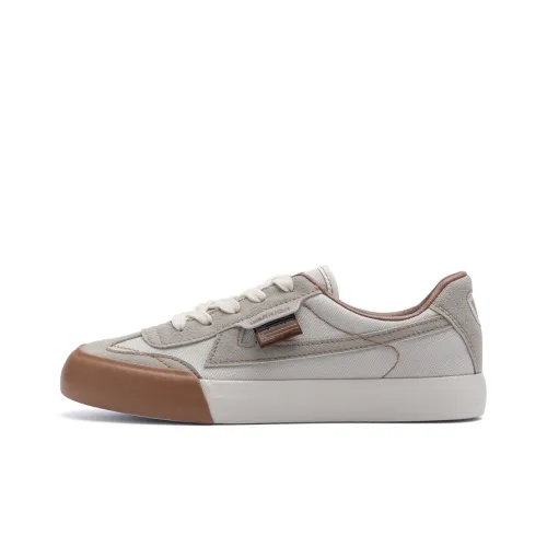 WARRIOR Canvas Shoes Unisex Low-Top Beige/Grey/Brown