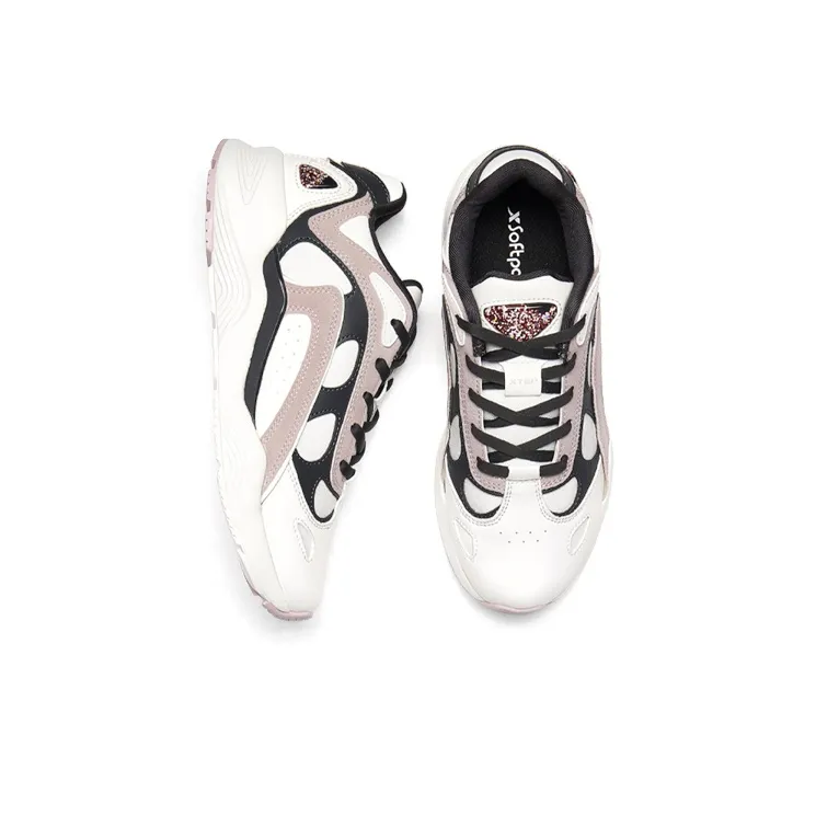 XTEP Chunky Sneakers Women's Low Top White/Pink/Red-1