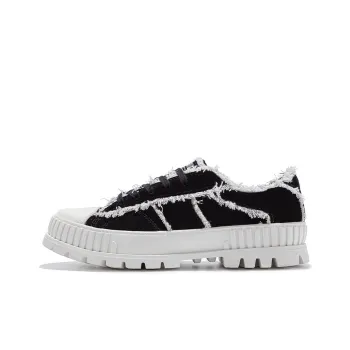 Palladium Pallashock Anti Slip And Wear Resistant Lightweight Height Increasing Low Top Canvas Shoes Unisex Black Ivory