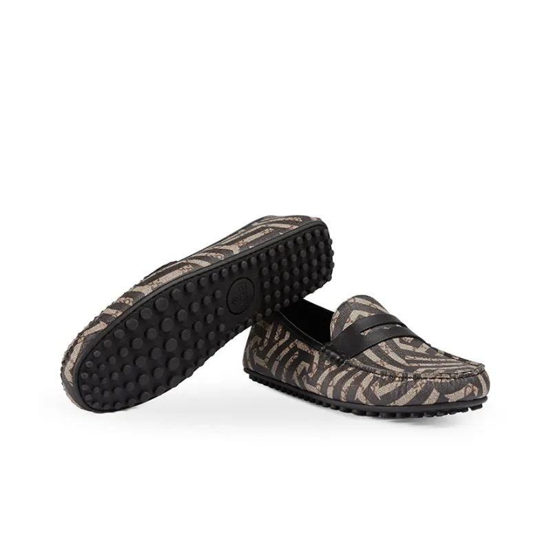GUCCI DRIVER Caleido Gommino Loafers Men's Black Brown-4