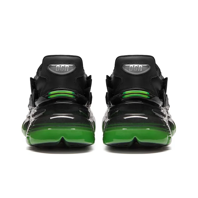 OGR Chunky Sneakers Unisex Low Top Gloss Feather Black-4