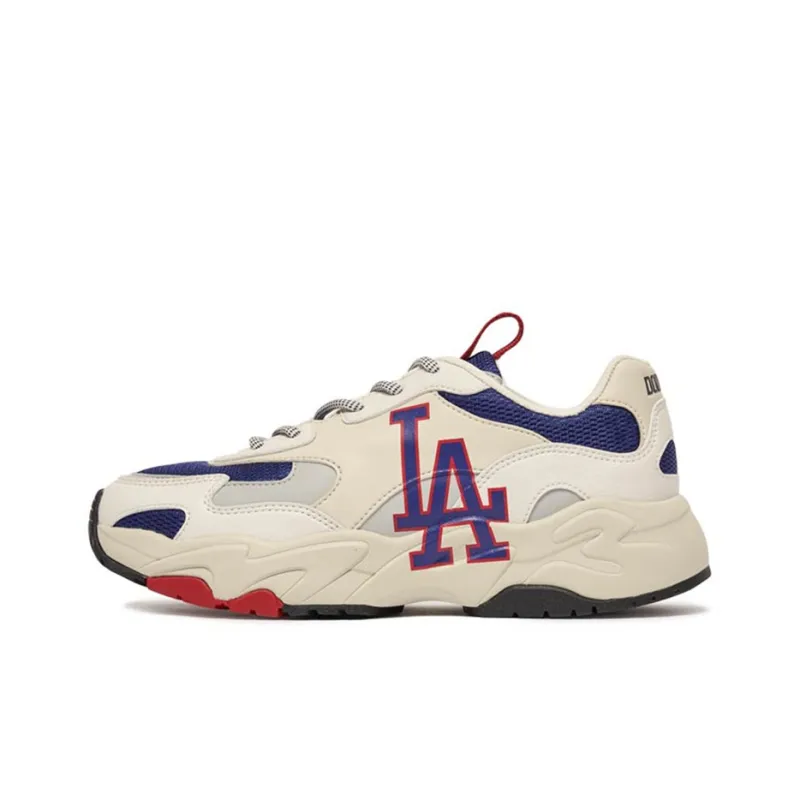 MLB Big Ball Chunky Anti Slip Wear Resistant Low Top Chunky Sneakers Unisex Beige Purple-0