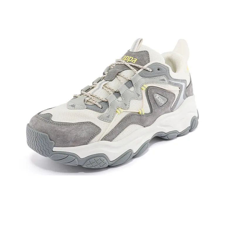Kappa Cushioning Anti Slip And Wear Resistant Low Top Chunky Sneakers Unisex Gray Beige Yellow-1