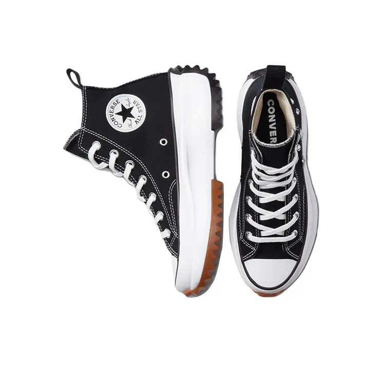 Converse Run Star Hike Platform Gems Durable Breathable High Top Canvas Shoes Unisex Black-3