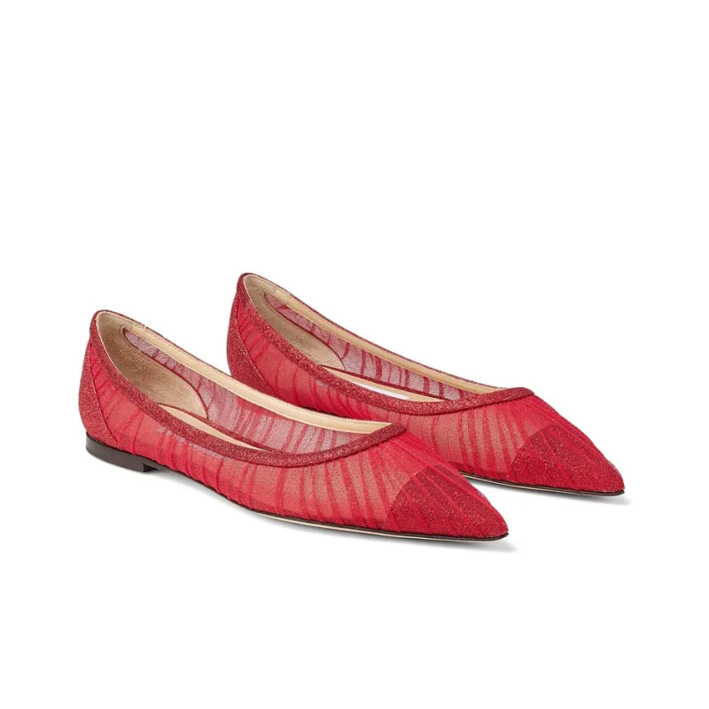 Jimmy Choo LOVE Flat Shoes Women's Red-2