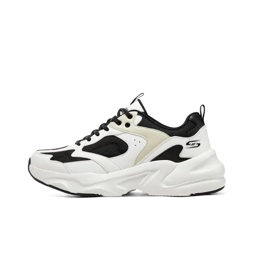 Skechers D'LITES Surfing Non slip Wear resistant Shock Absorption Low Top Chunky Sneakers Men's White Black Beige