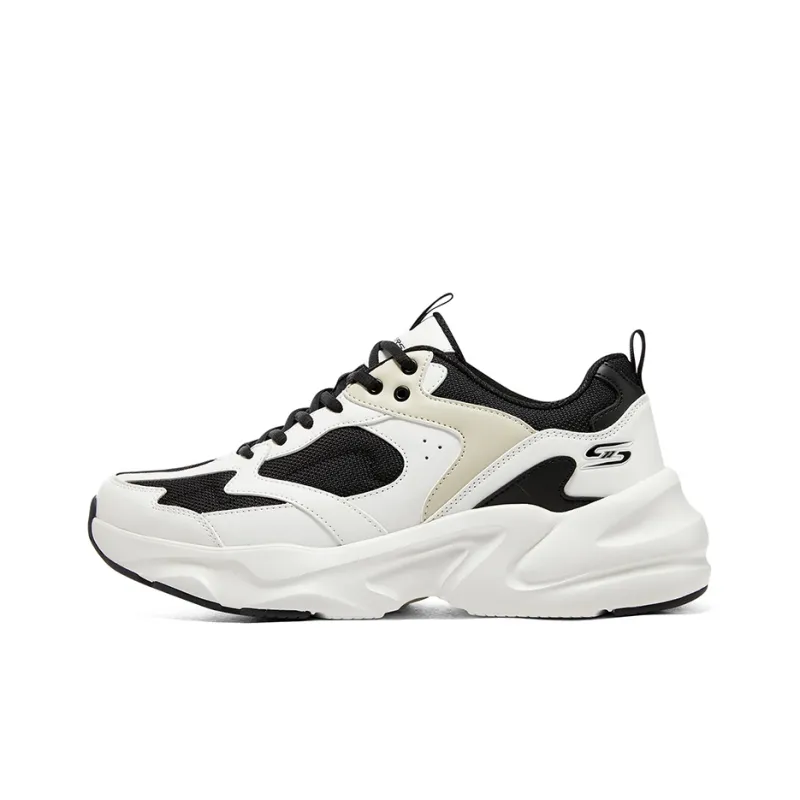 Skechers D'LITES Surfing Non slip Wear resistant Shock Absorption Low Top Chunky Sneakers Men's White Black Beige-0