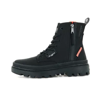 Palladium Pallatrooper Zip Anti-Slip Wear-Resistant High-Top Canvas Shoes Women's Black