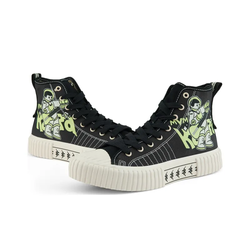Kappa Wear Resistant High Top Canvas Shoes Unisex Black-3