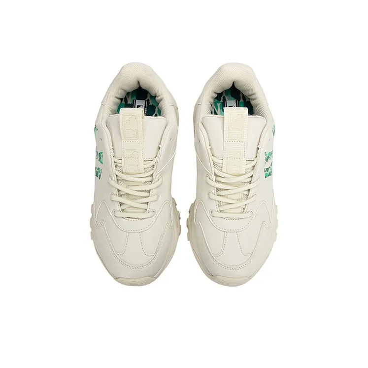 MLB Big Ball Chunky Chunky Sneakers Unisex Low Top Ivory White/Green-3