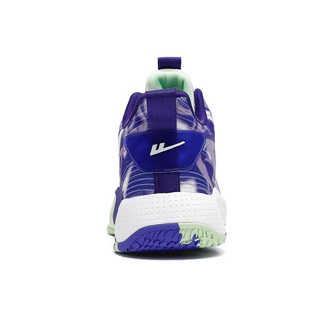 Warrior Mid Top Basketball Shoes Unisex Purple White-4