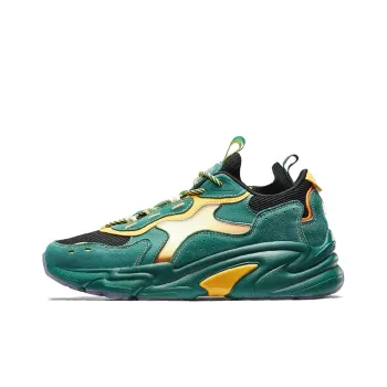 XTEP Cushioned Anti Slip Wear Resistant Breathable Lightweight Low Top Chunky Sneakers Men's Green White