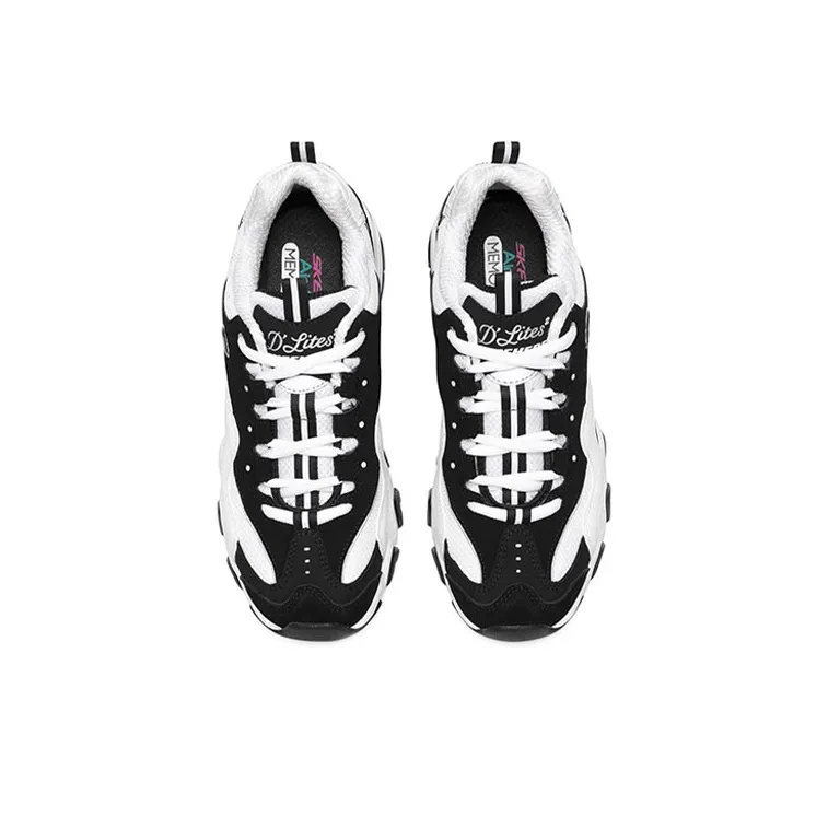 Skechers D'Lites Low Dad Shoes Gs Black/White/Grey Women's-3