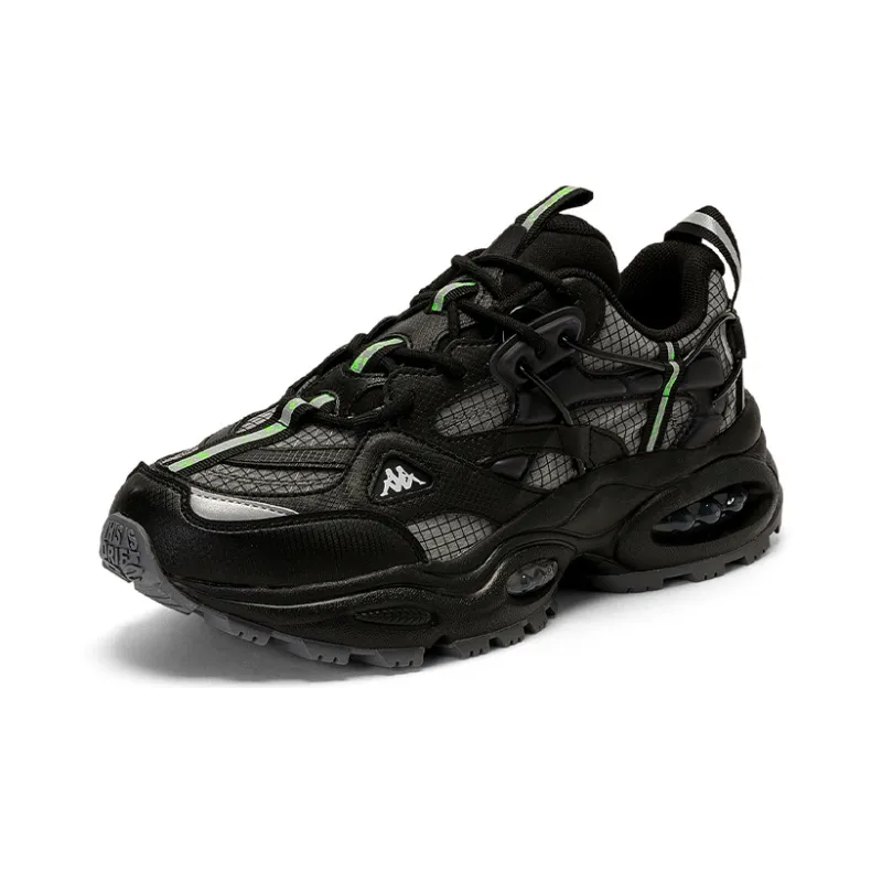 Kappa Cushioning, Slip Resistant, And Abrasion Resistant Low Top Chunky Sneakers Unisex Black Contour Gray-1