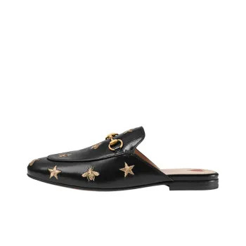 GUCCI 2015 Re Edition Princetown Leather Patchwork Slip Resistant Closed Toe Slippers Women's Black