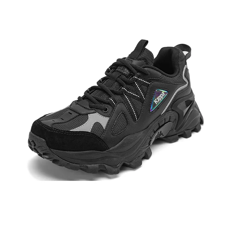 Kappa Cushioning Anti Slip And Wear Resistant Coverage Low Top Chunky Sneakers Unisex Black Gray-1
