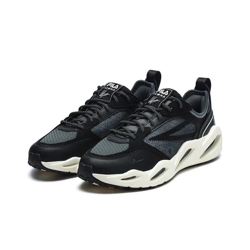FILA Crypto Anti Slip Wear Resistant Low Top Chunky Sneakers Men's Black Gray-2