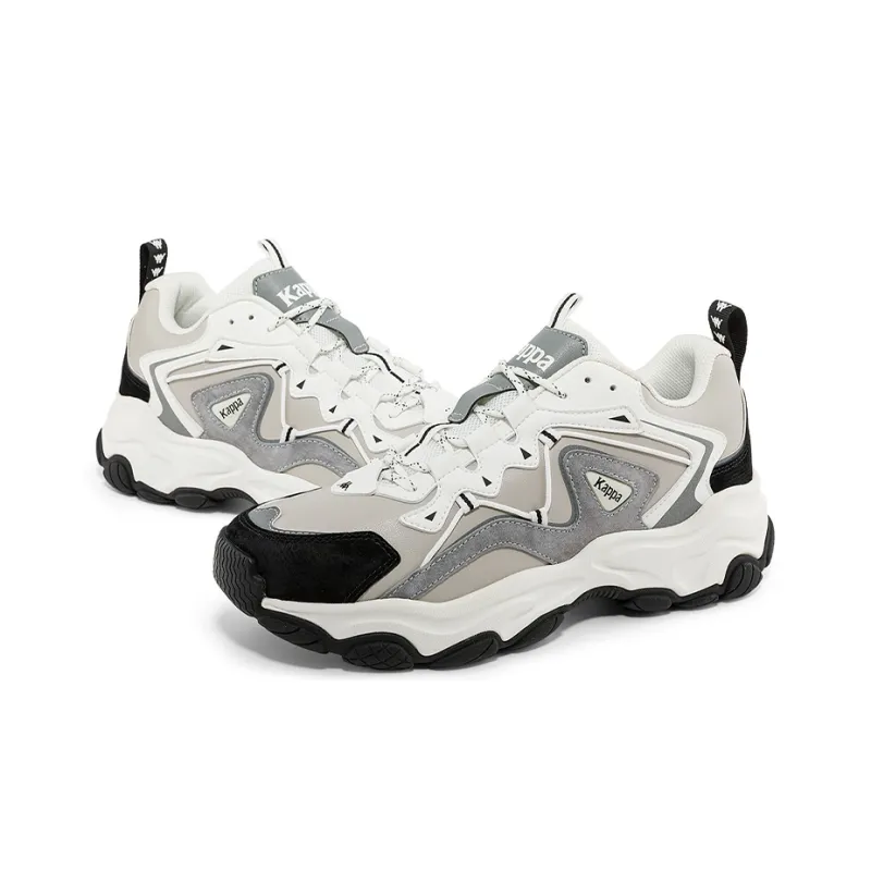 Kappa Non-slip Wear-resistant Shock Absorption Low-Top Chunky Sneakers Unisex Gray White-2