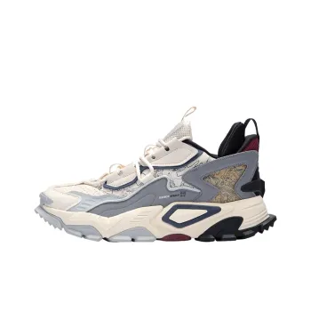 XTEP Shanhai Collection Cushioning Anti Slip Wear Resistant Breathability Low Top Chunky Sneakers Men's Beige Gray