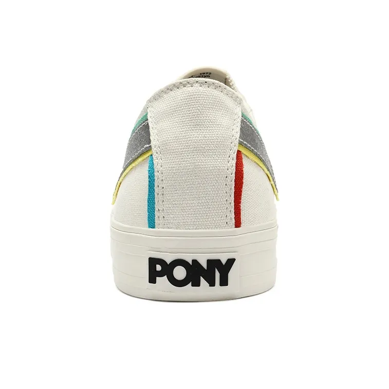 PONY Anti Slip Wear Resistant Breathable Lightweight Balance Support Low Top Canvas Shoes Unisex White-4