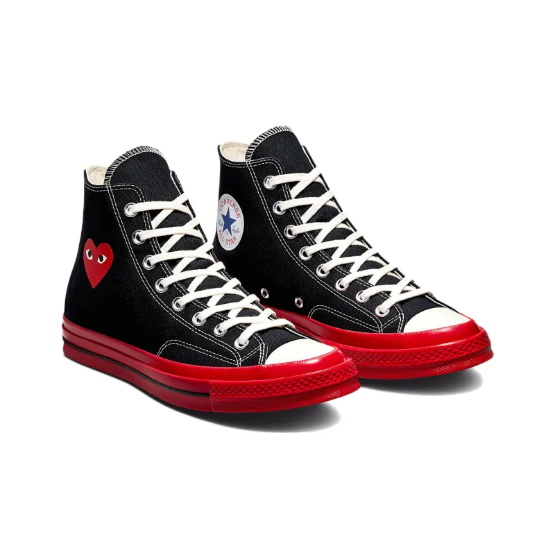 Converse Chuck Taylor All Star 70 Hi Comme Des Garcons Play Black Red Midsole-2