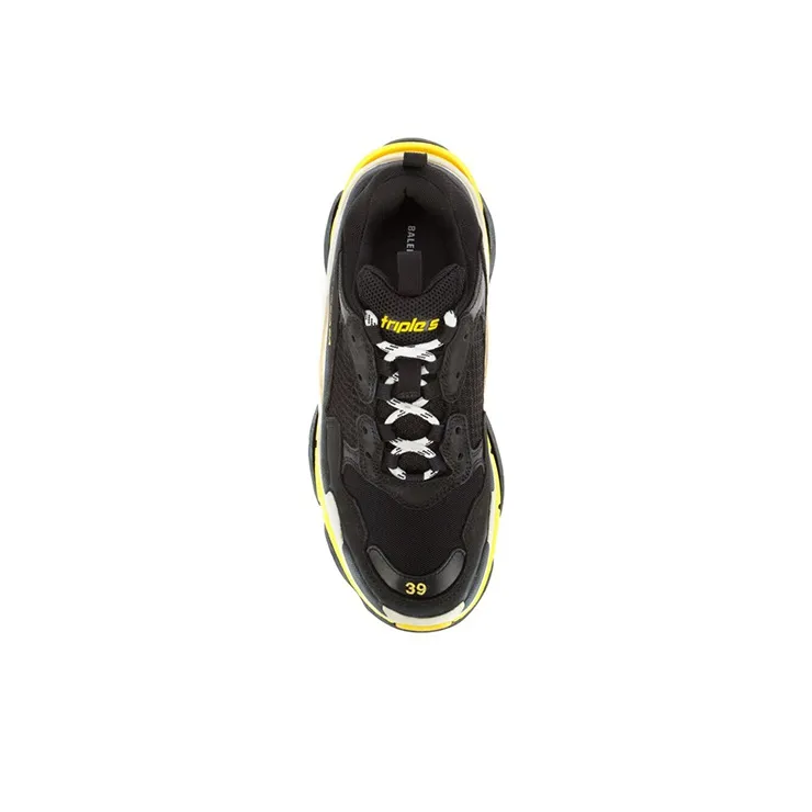 Balenciaga Triple S Daddy Shoes Black/Yellow Women's-3