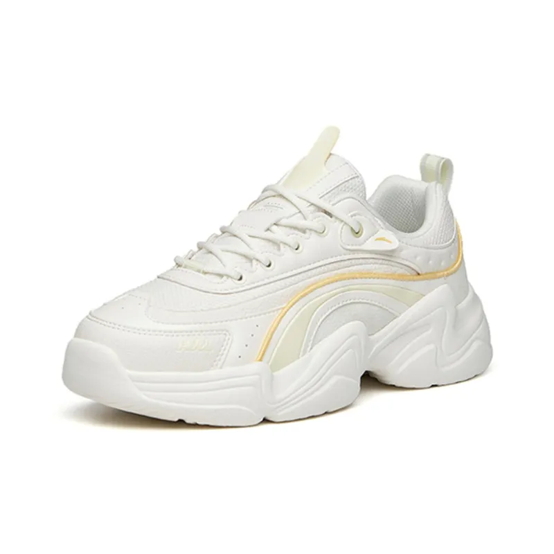 Anta Shock Absorbers With Slip Resistant And Abrasion Resistant Properties Low Top Chunky Sneakers Women's White Yellow-2